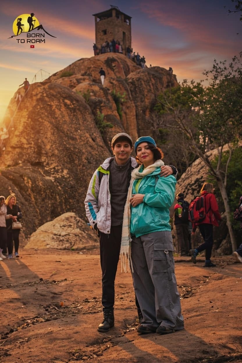 Outdoor enthusiasts around a campfire